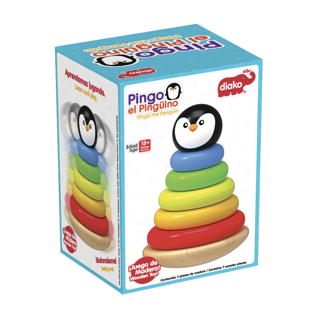 Pirámide Apilable Pingo Pingüino de Madera Ensarte Diako