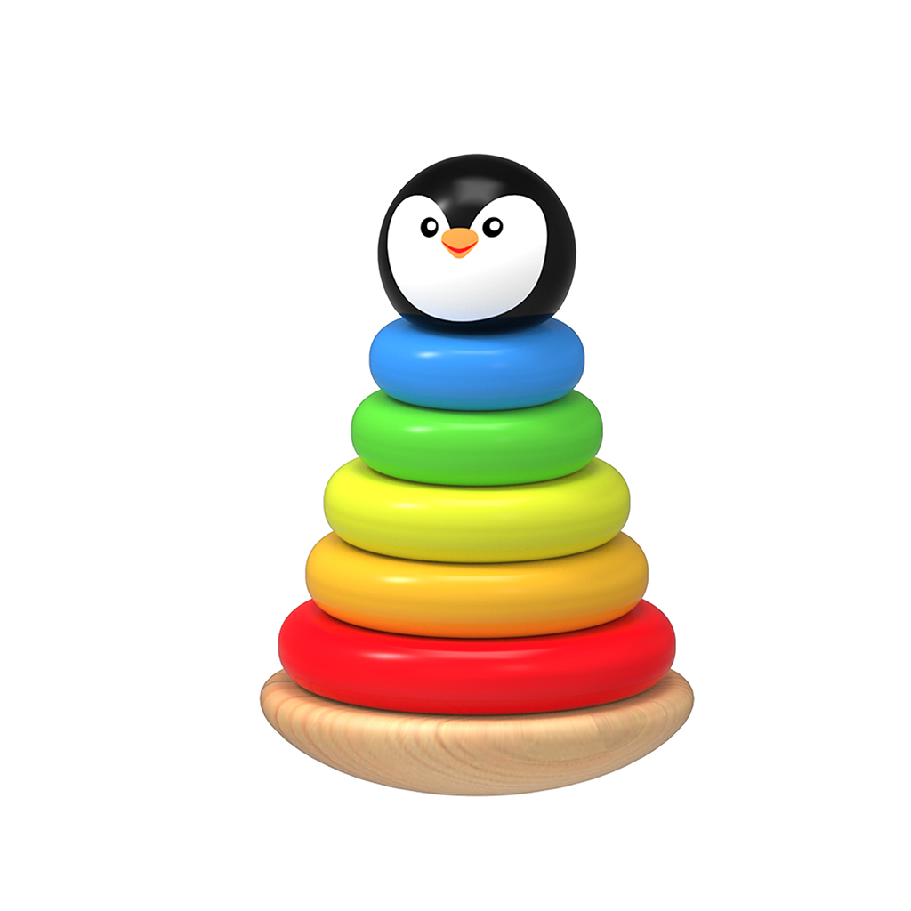 Pirámide Apilable Pingo Pingüino de Madera Ensarte Diako