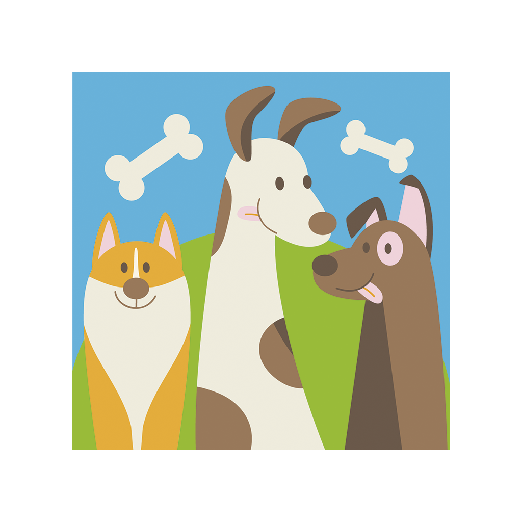 PINTA POR NÚMERO KIDS 21X21 TRES PERROS