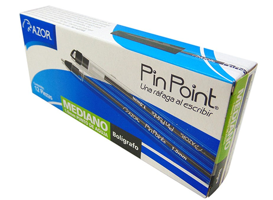 Bolígrafos Azor Pin Point Medio Punta Aguja 1.0mm 12 Piezas Elige Color - MarchanteMX