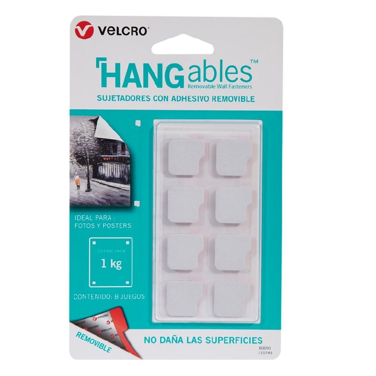 8 Pack Cuadros sujetadores Velcro adheribles HANGables Blancos - MarchanteMX