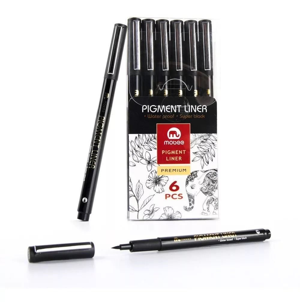 Kit Estilógrafo Profesional Negro Puntas Diferentes 6 Pzs