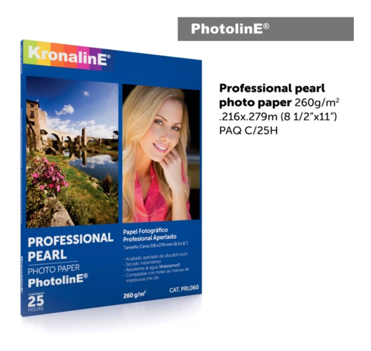 Papel Fotográfico Aperlado Inkjet Kronaline Carta 25 Hojas PRL060