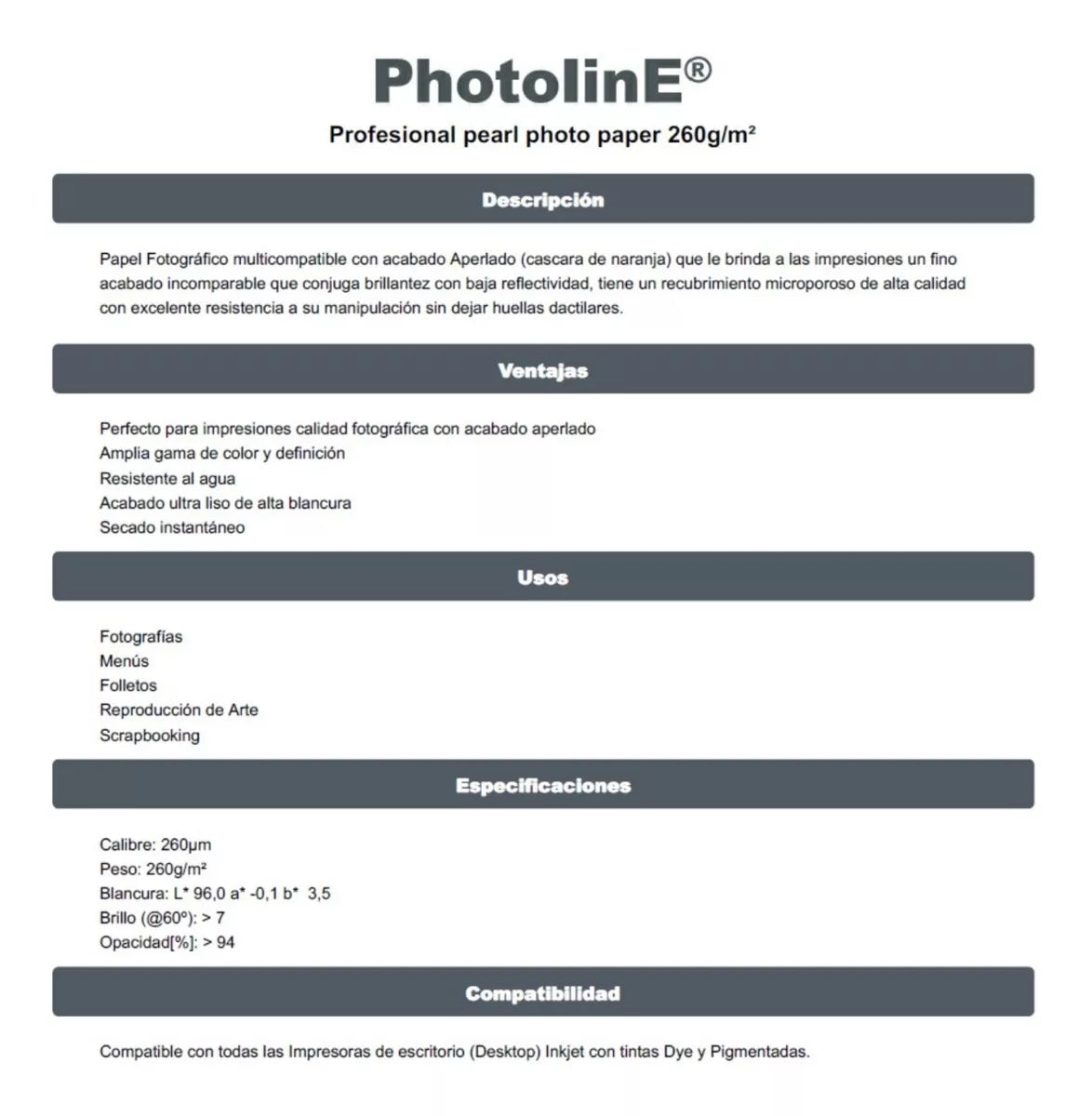 Papel Fotográfico Aperlado Inkjet Kronaline Carta 25 Hojas PRL060
