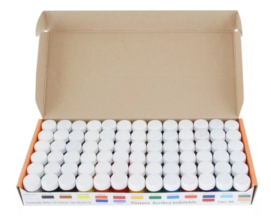 Kit Pinturas Acrílicas Politec Línea 300 Estuche 78 Frascos