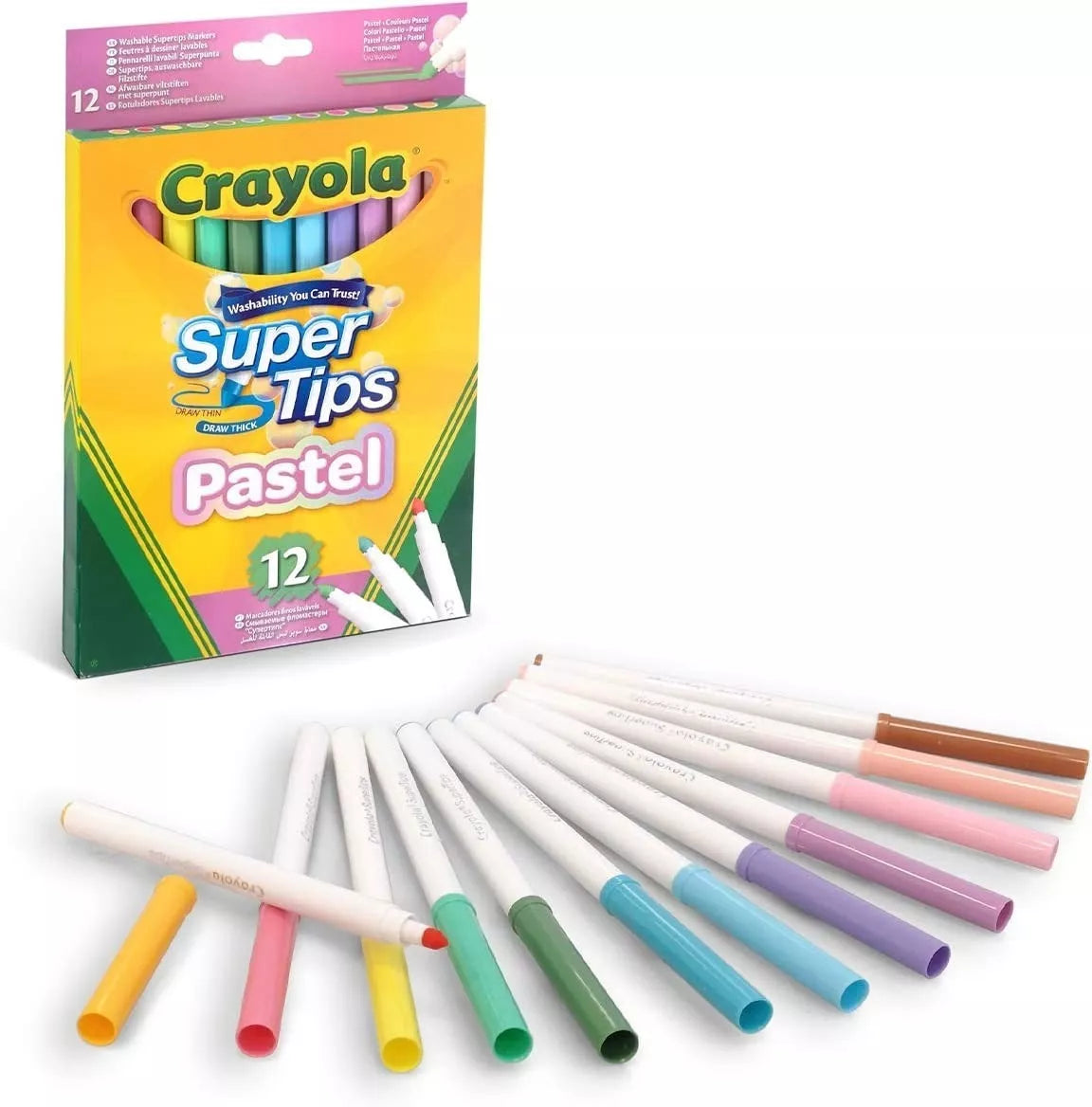 Marcadores Plumones Crayola Super Tips Pastel 12 Colores - MarchanteMX