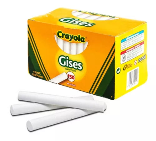 Gises Blancos Crayola Antipolvo Anti Polvo Caja Con 150 Pzs - MarchanteMX
