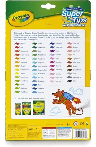 Marcadores Plumones Crayola Super Tips Lavables 50 Colores - MarchanteMX