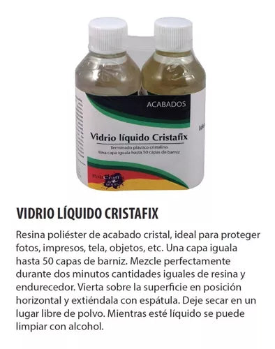 Barniz Vidrio Líquido Cristafix Resina Poliéster Cristal 230