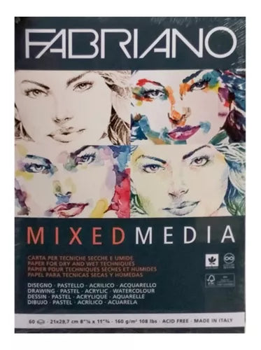 Block Fabriano Mixed Media Multitécnicas 160 G A4 60 Hojas