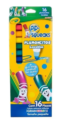 Plumones Plumocitos Lavables Crayola Pip Squeaks 16 Colores - MarchanteMX