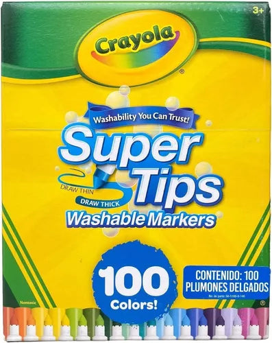 Marcadores Plumones Crayola Super Tips Lavables 100 Colores - MarchanteMX