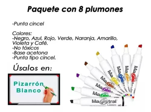 Marcador Para Pizarrón Blanco Azor Magistral Clásico 8 Piezas