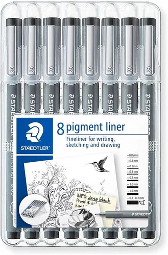 Kit Estilógrafo Staedtler Tinta Negra Puntas Diferentes 8 Pz