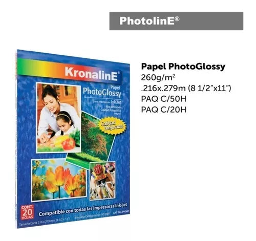 Papel Fotográfico Photoglossy Inkjet Kronaline Carta 20 Hojas