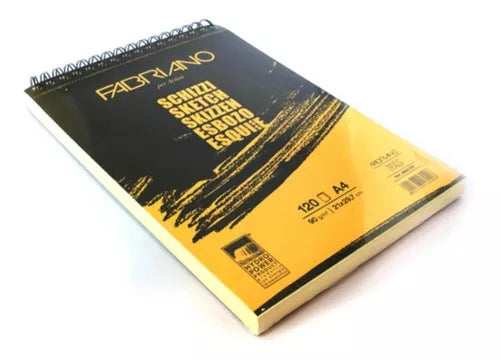 Block Fabriano Arte Sketch Esbozo Espiral 90 G A4 120 Hojas