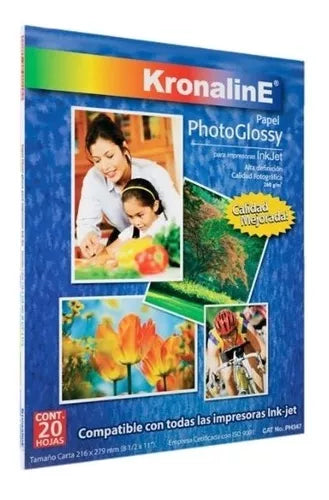 Papel Fotográfico Photoglossy Inkjet Kronaline Carta 20 Hojas