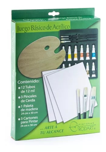 Juego Básico De Pintura Acrílica Rodart 12 Colores 12 Ml