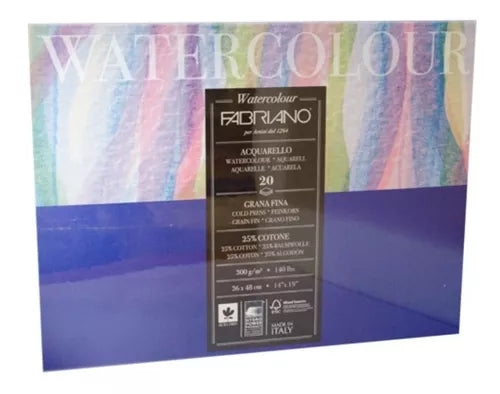 Block Fabriano Acuarela Watercolour 300g 24 X 32 Cm 20 Hojas