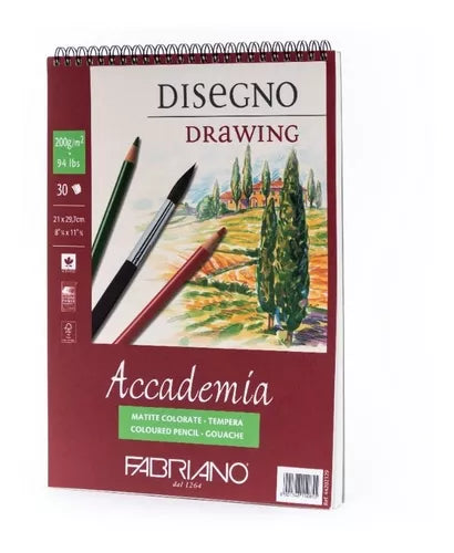 Block Fabriano Accademia Drawing 200 G 21 X 29.7 Cms 30 Hojas