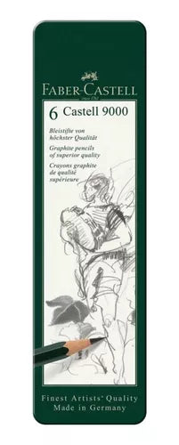 Lápices De Grafito Castell 9000 Faber Castell Estuche 6 Pz - MarchanteMX