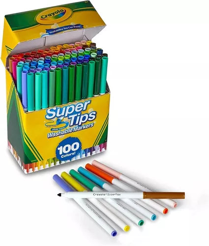 Marcadores Plumones Crayola Super Tips Lavables 100 Colores - MarchanteMX