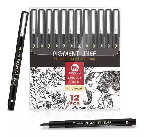 Kit Estilógrafo Profesional Negro Puntas Diferentes 12 Pzs