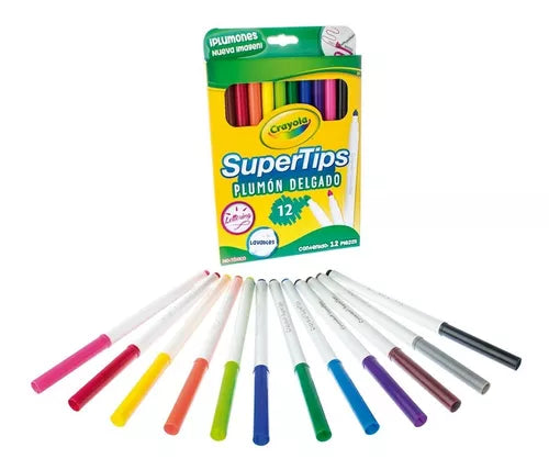Marcadores Plumones Crayola Super Tips Lavables 12 Colores - MarchanteMX