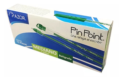 Bolígrafos Azor Pin Point Medio Punta Aguja 1.0mm 12 Piezas Elige Color - MarchanteMX