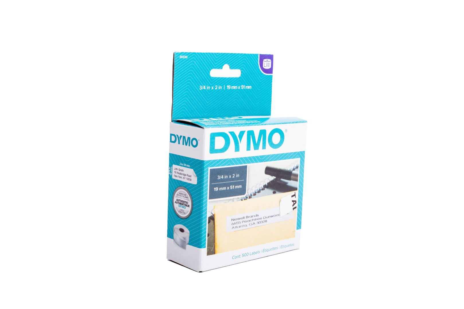 Etiqueta en rollo dymo lw 30330 3/4 x 2 pulgadas (19 x 51 mm) con 500