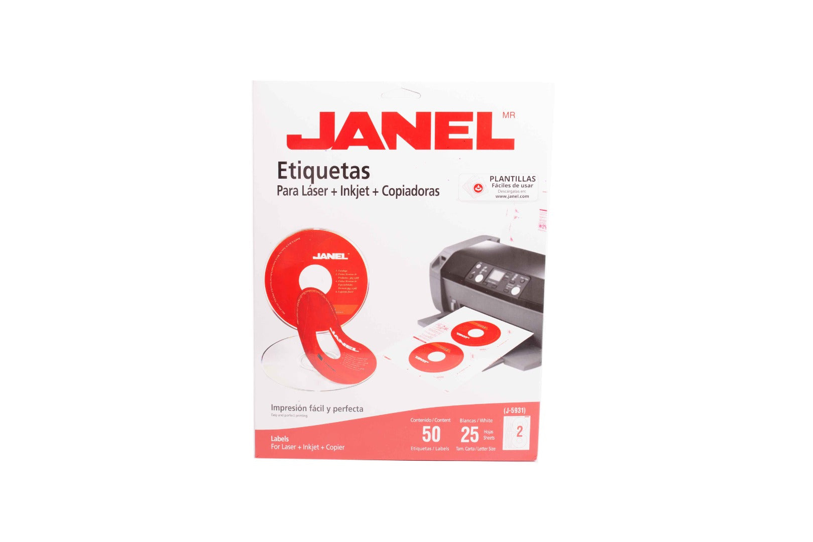 Etiqueta inkjet/laser cd/dvd j-5931 con 50 pzas