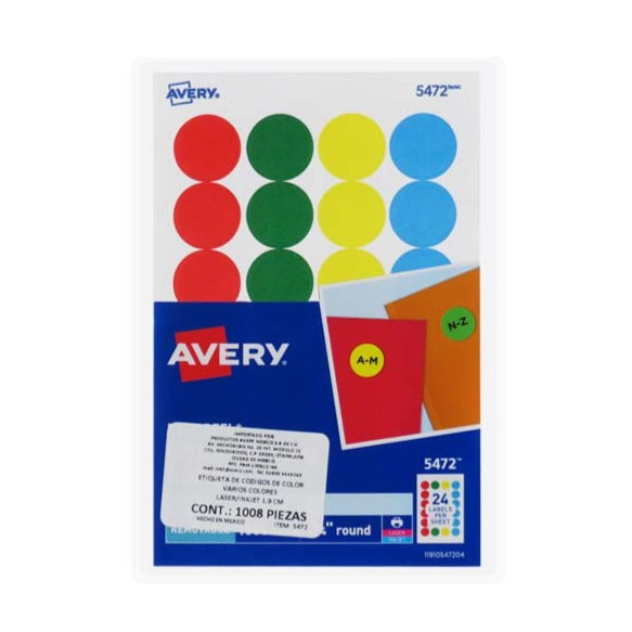 Etiqueta removible circular colores 5472 con 1008 pzs - MarchanteMX