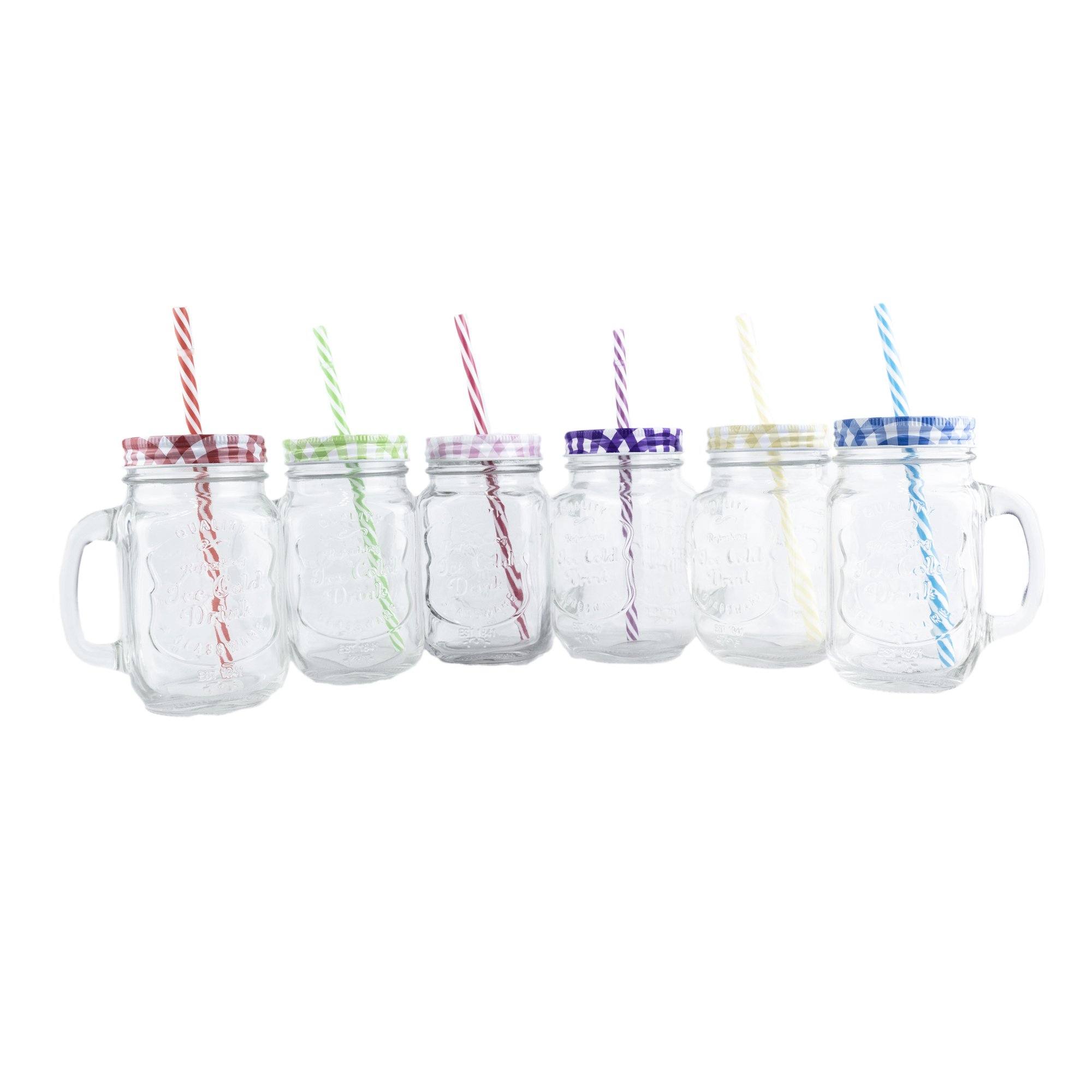 Ice Cold Drink De Asa 16oz con Tapa y Popote Traslúcidos 6 Piezas - MarchanteMX