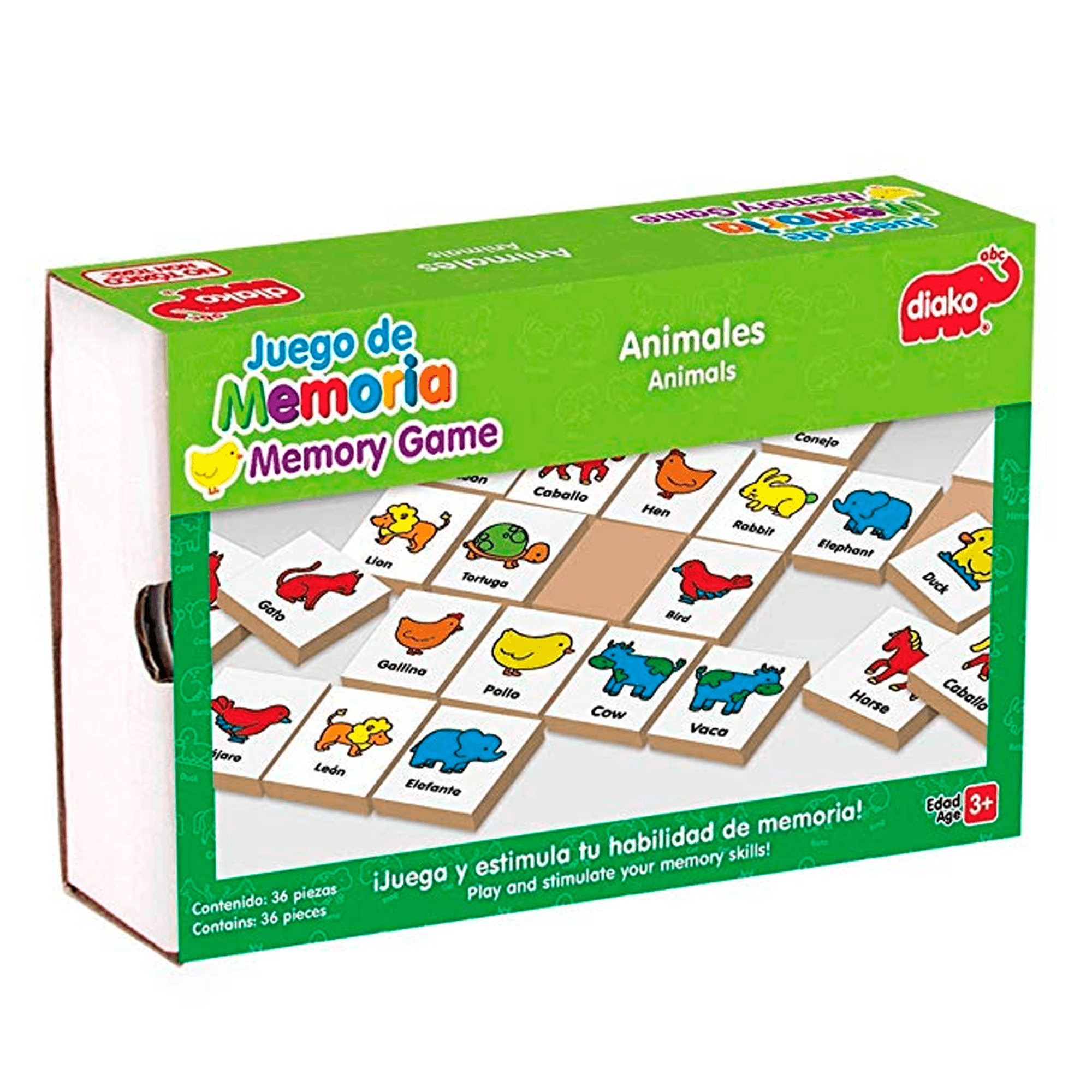 Juego De Memoría De Animales con Piezas Madera Marca Diako Juego Didáctico - MarchanteMX