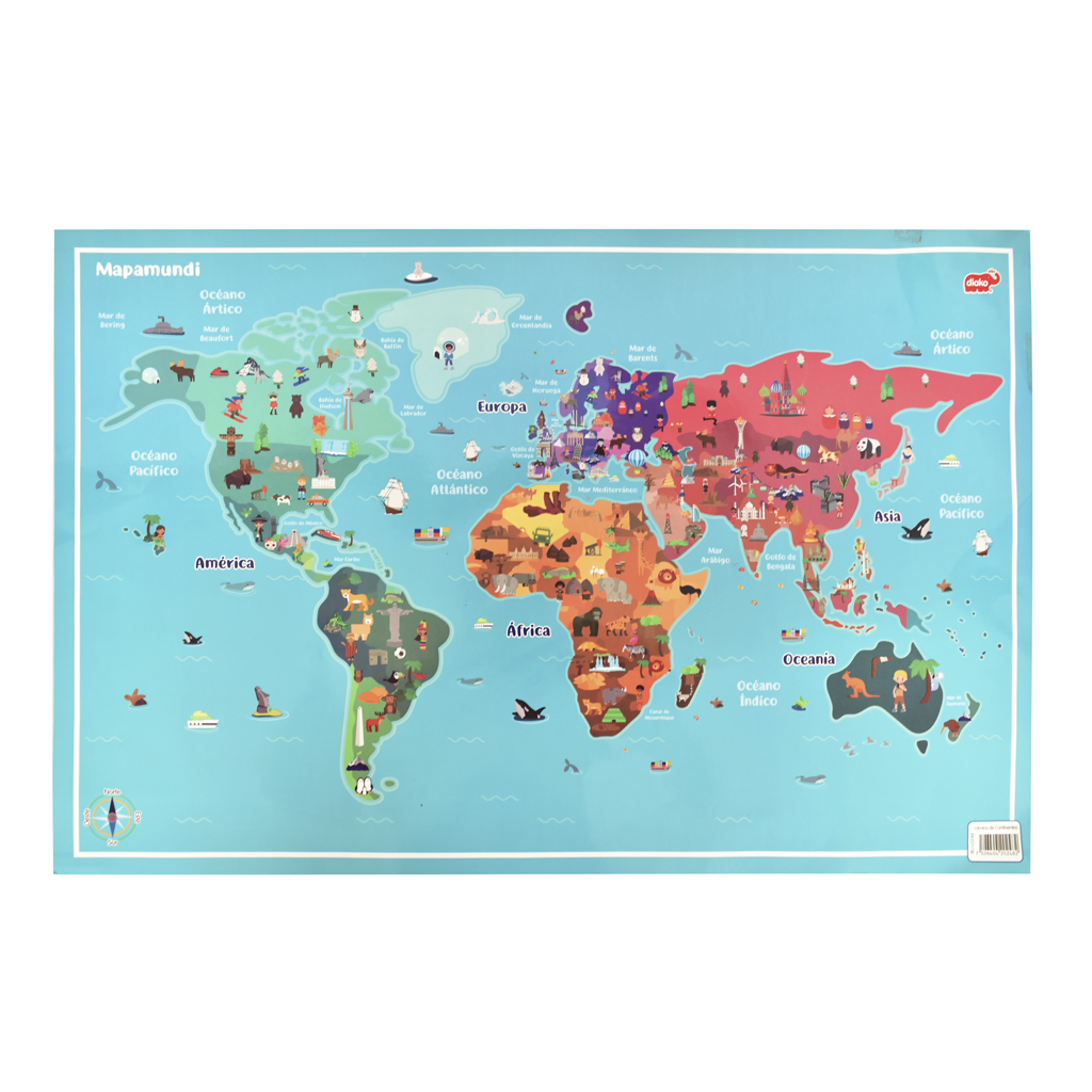 Lámina Educativa Continentes Doble Vista Diako Plastificadas