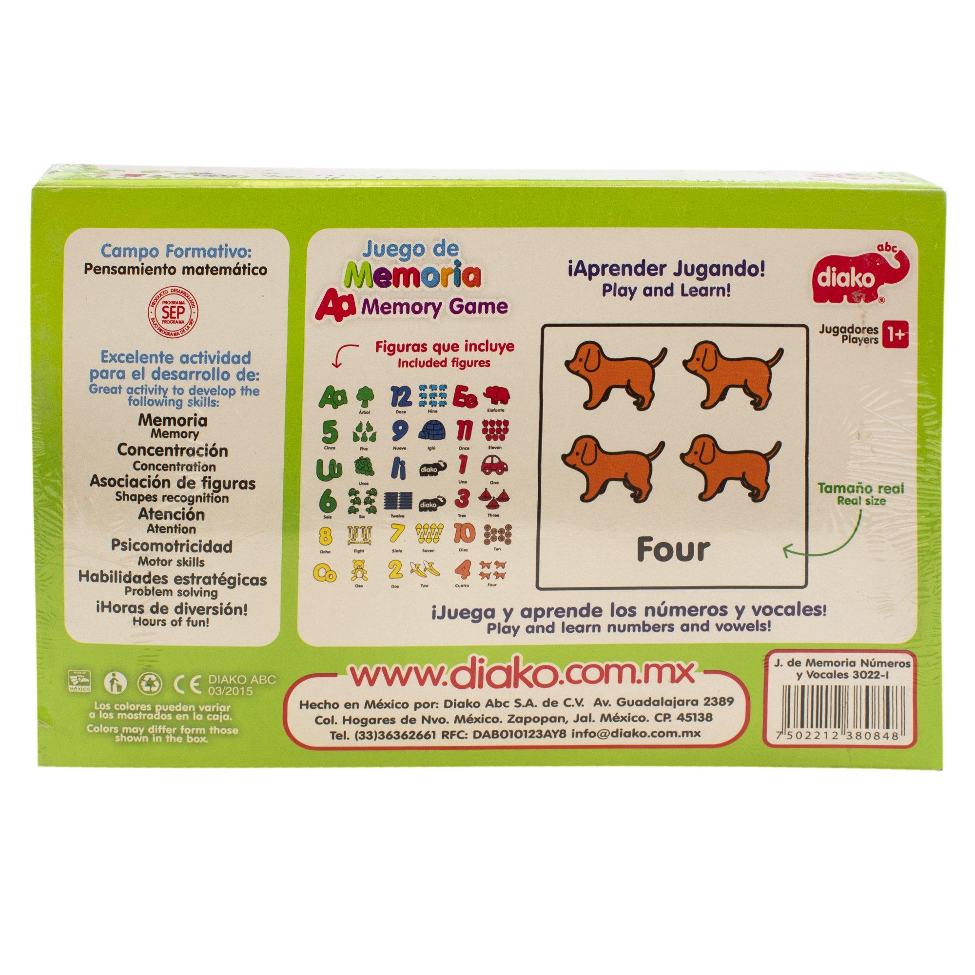 Juego De Memoria Números Y Vocales Mesa Diako Didáctico - MarchanteMX