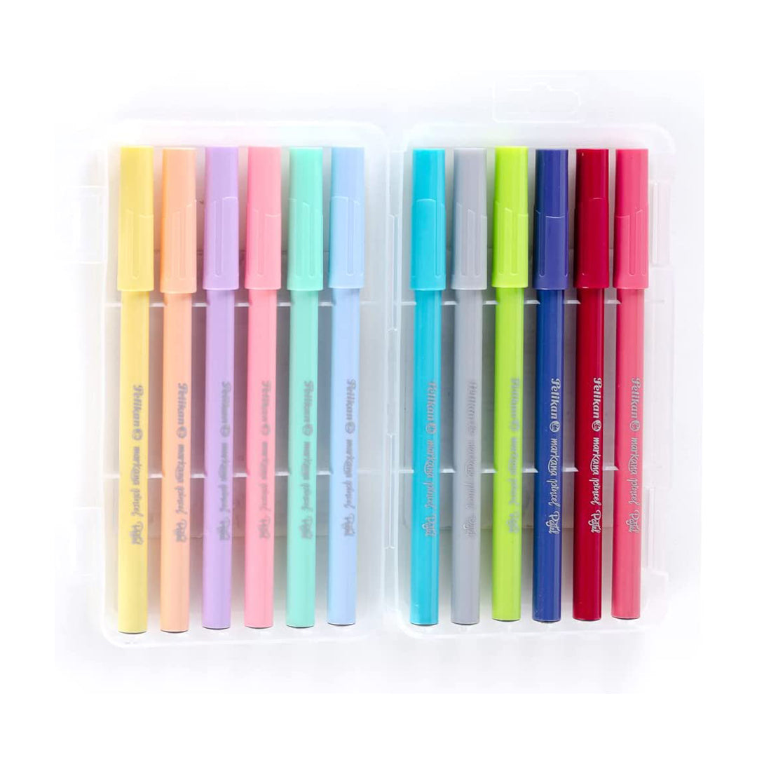 Plumones Pastel Pelikan Markana Pincel con 12 pzas.