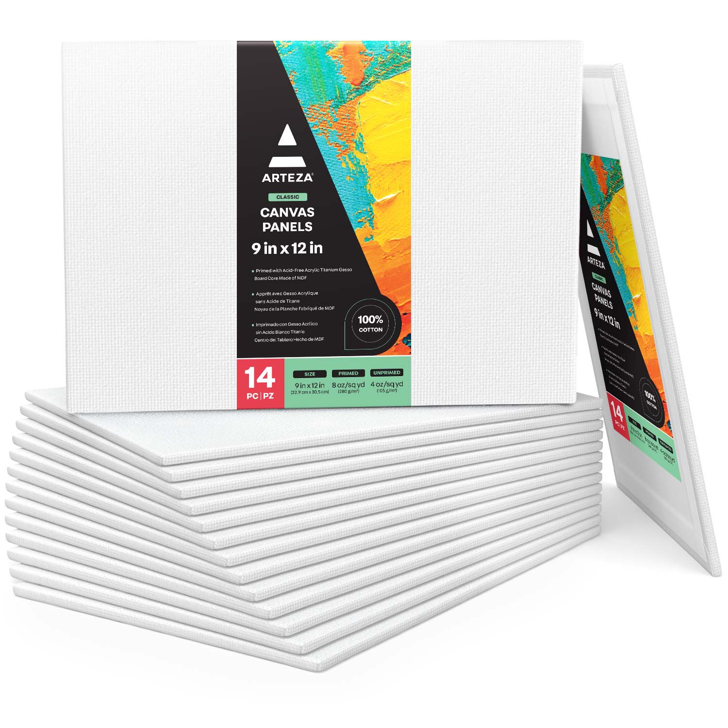 Lienzo Carton Con Tela Canvas Pintura 22.9x30.5 Arteza - Pack de 14