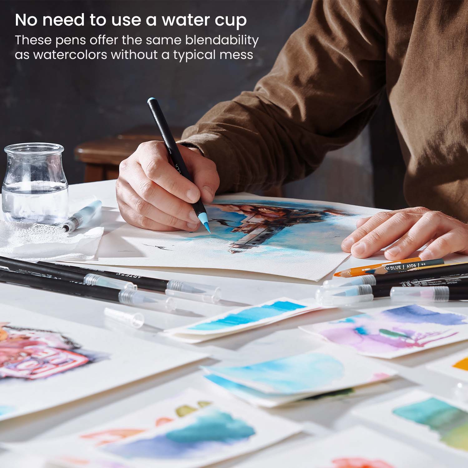 Set 12 Brush Pen Colores Dibujo Plumón Punta Pincel Arteza