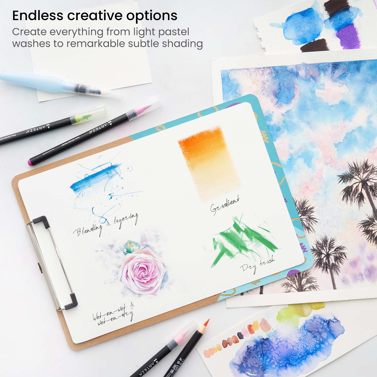 Set 12 Brush Pen Colores Dibujo Plumón Punta Pincel Arteza