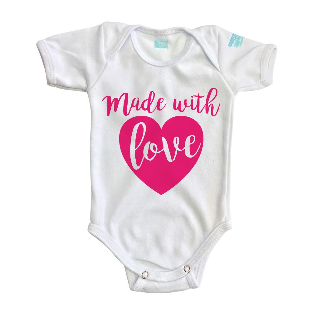 Body Bebé Made With Love Diseño Rosa - MarchanteMX
