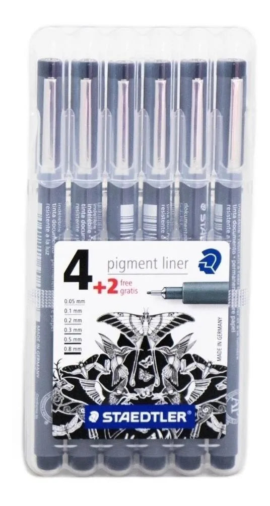 Kit Estilógrafo STAEDTLER Tinta Negra Puntas Diferentes 6 Piezas