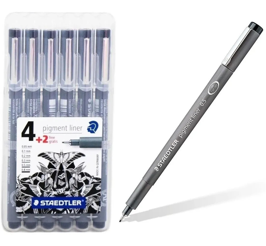 Kit Estilógrafo STAEDTLER Tinta Negra Puntas Diferentes 6 Piezas