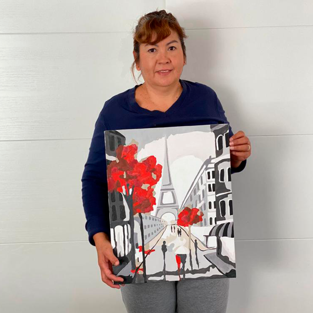 PINTA POR NUMERO 40X50 ROMANCE EN PARIS