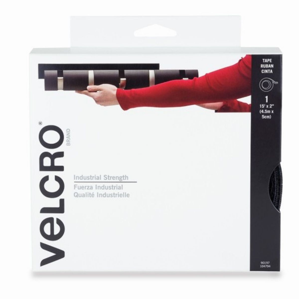 4.5m Cinta Sujetadora Adherible VELCRO® Alta Resistencia Fuerza Industrial Negro - MarchanteMX