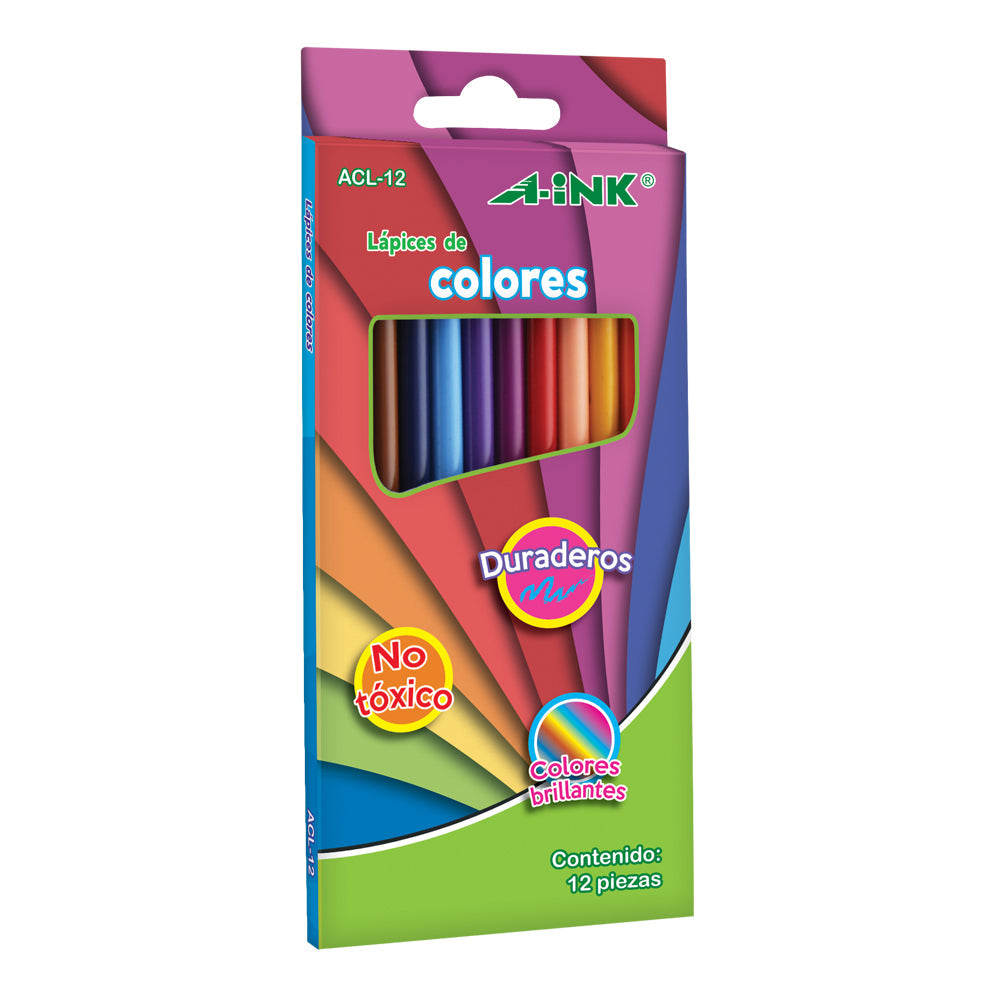 Lápices de Colores A-ink de Madera Colores Brillantes 12 Piezas