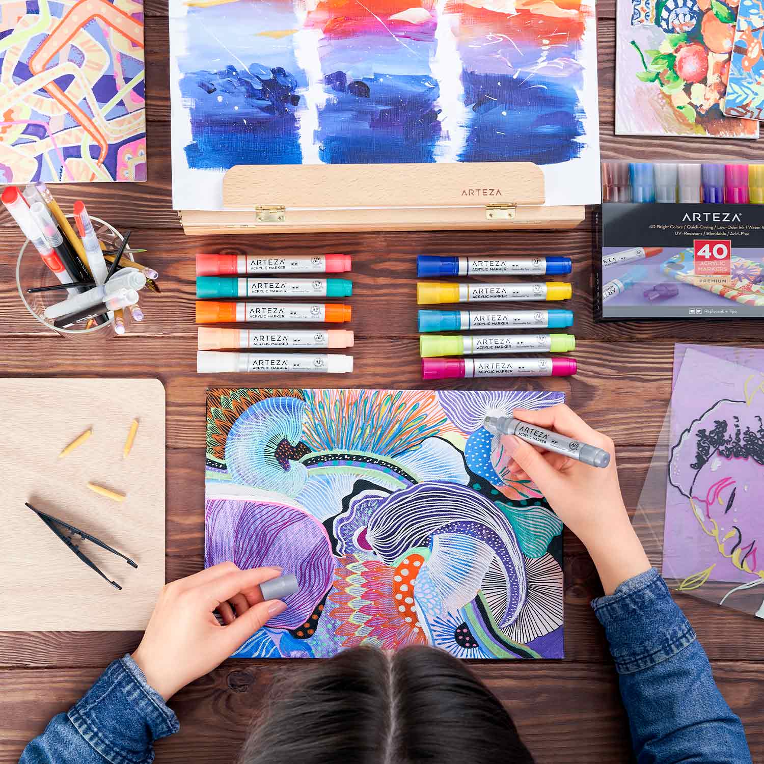 Set 40 Marcadores Acrílicos Permanentes Rotuladores Arteza