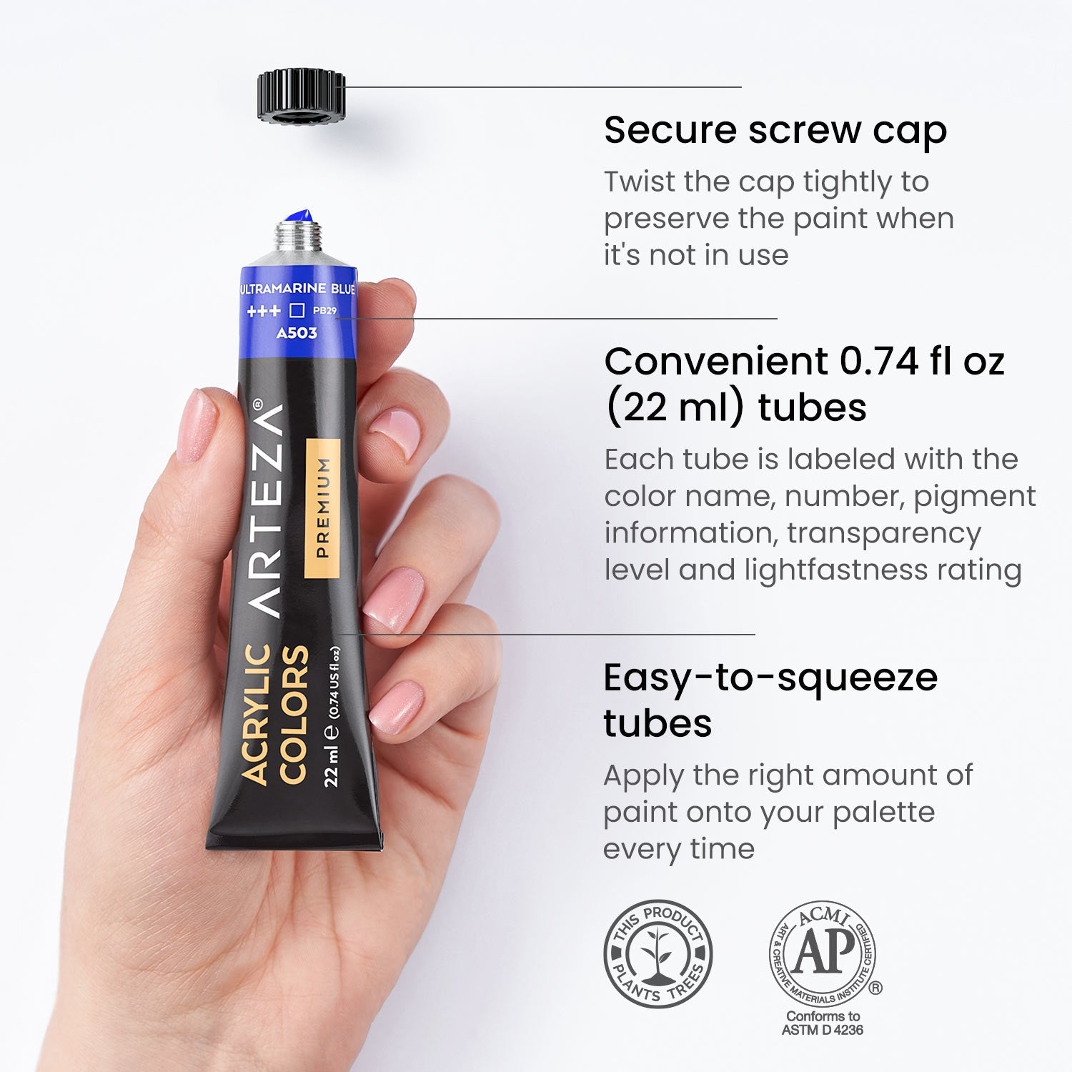 Set 12 Pinturas Acrilica Profesionales Arte Tubo 22ml Arteza