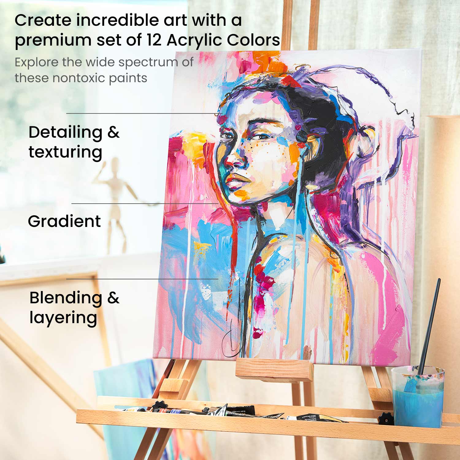 Set 12 Pinturas Acrilica Profesionales Arte Tubo 22ml Arteza