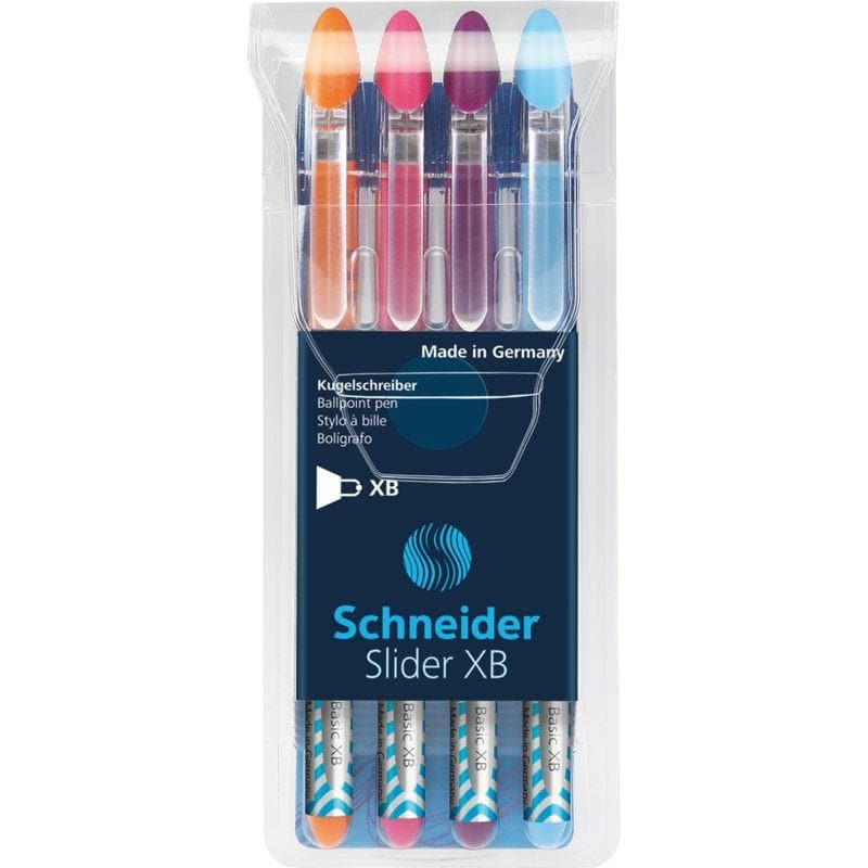 SCHNEIDER - ESTUCHE CON 4 BOLÍGRAFOS SLIDER BASIC XB